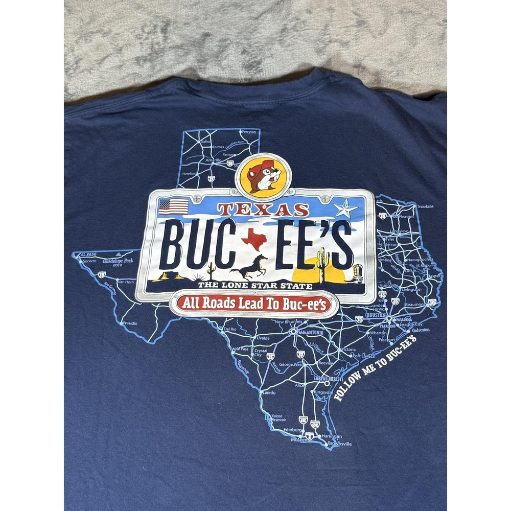 Buc-ee's Shirt Mens 2XL Blue Texas Map All Roads Lead To Buc-ee's Graphic Tee - Picture 8 of 11